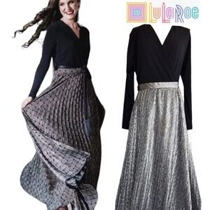 LULAROE DeAnne Wrap Dress Black & Silver Size 3XL New With Tags Party Wedding